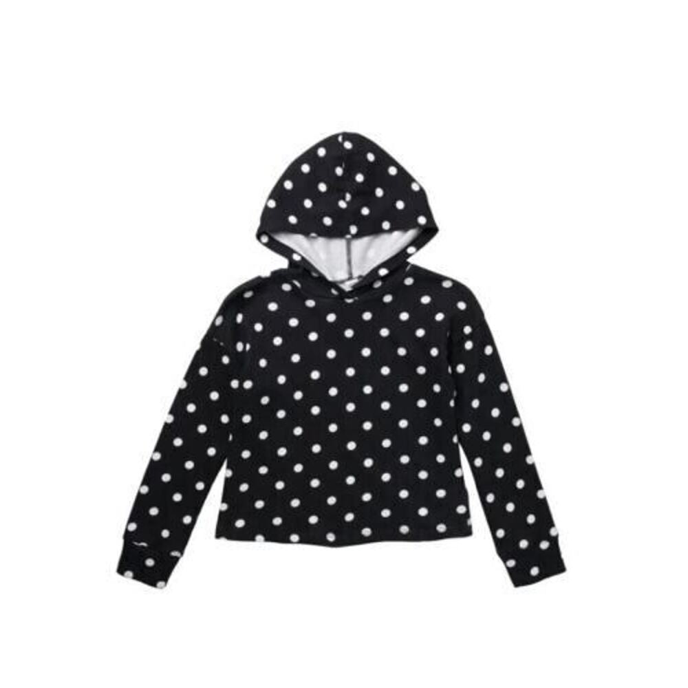 Harper Canyon Girls Polka Dot Print Pullover Hoodie Black‎ Ivory Dot Small 7-8